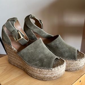 Marc Fisher LTD Adalyn Espadrille Wedge Sandal Olive Green size 8